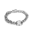 thumbnail image 1 of Vissen Curb Chain Bracelet For Men Silver Stainless Steel Cuban Link For Bracelet Women 17.5cm Hip Hop Asymmetrical Bracelet, 1 of 3