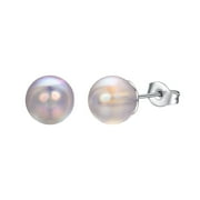 Vissen Freshwater Pearl Stud Earrings Silver for Women Pierced Stainless Steel Earrings Jewelry Gift