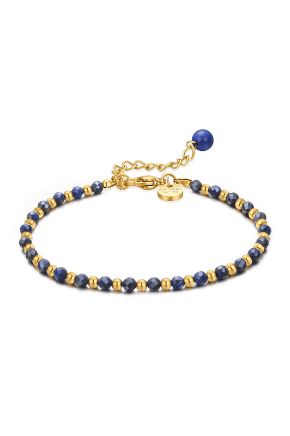 Handmade Natural Gemstone Bracelets Lapis Lazuli Stone Beaded Adjustable Bangle Bracelet Jewelry Gifts for Women Her Mom Wife