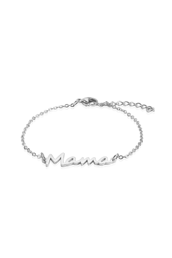 Mama Bracelets for Women Simple Silver Stainless Steel Bracelet Adjustable Jewelry Hypoallergenic