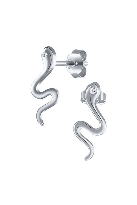 Snake Earrings 925 Silver Piercing for Women Cubic Zirconia Trendy Stud Earrings hypoallergenic Jewelry Gift