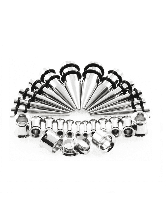 Stainless Steel Ear Plugs Earrings Ear Gauges Kit Plugs Tunnels Conic and Double Flared Hoop Ear Gauge Body Piercing Jewelry