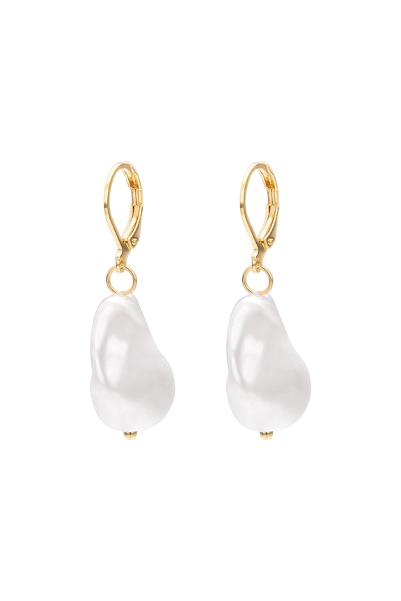 White Baroque Pearl Drop Earrings For Women Gold Plated Sleeper Hypoallergenic Earrings Jewellery