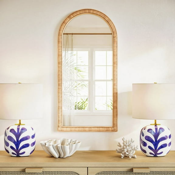 Vista Arch Bamboo Woven Boho Wall Mirror