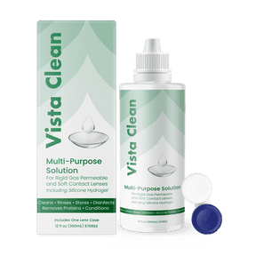 Vista Clean Multi-Purpose Solution | Contact Lens Solution for Scleral and Gas Permeable Contact Lenses, with Lens Case | 12 Fl Oz