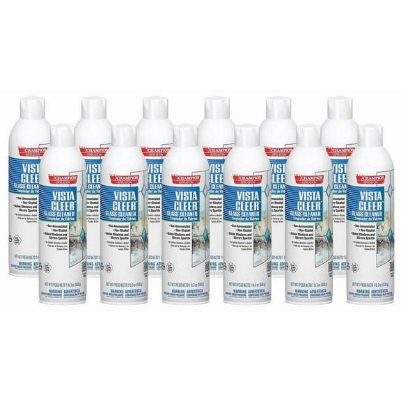 Vista Cleer Window and Glass Cleaner Without Ammonia, Case of 12 (20 oz.) Cans,white,C5155