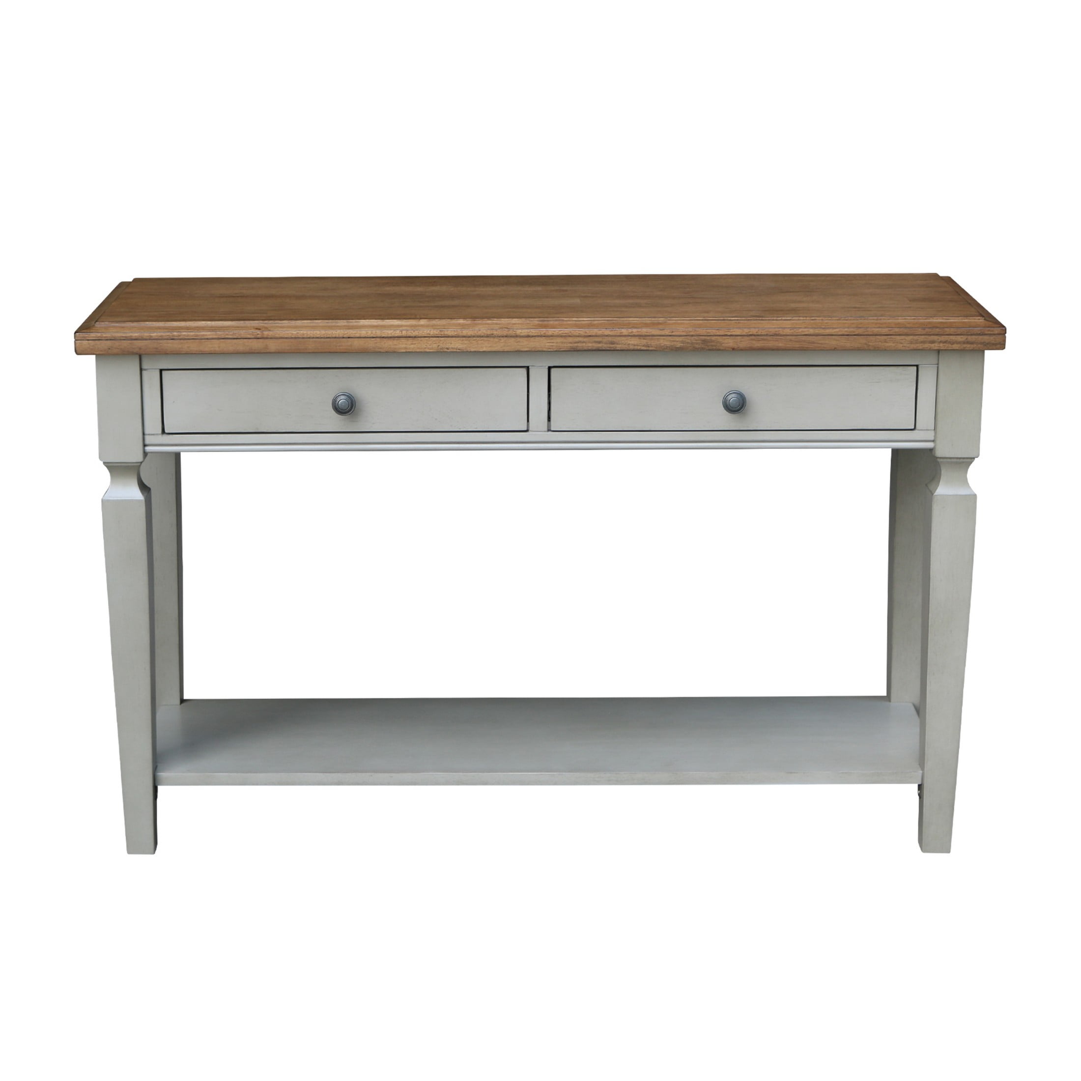 Vista Hickory Stone Finish Solid Wood Console Table with Storage