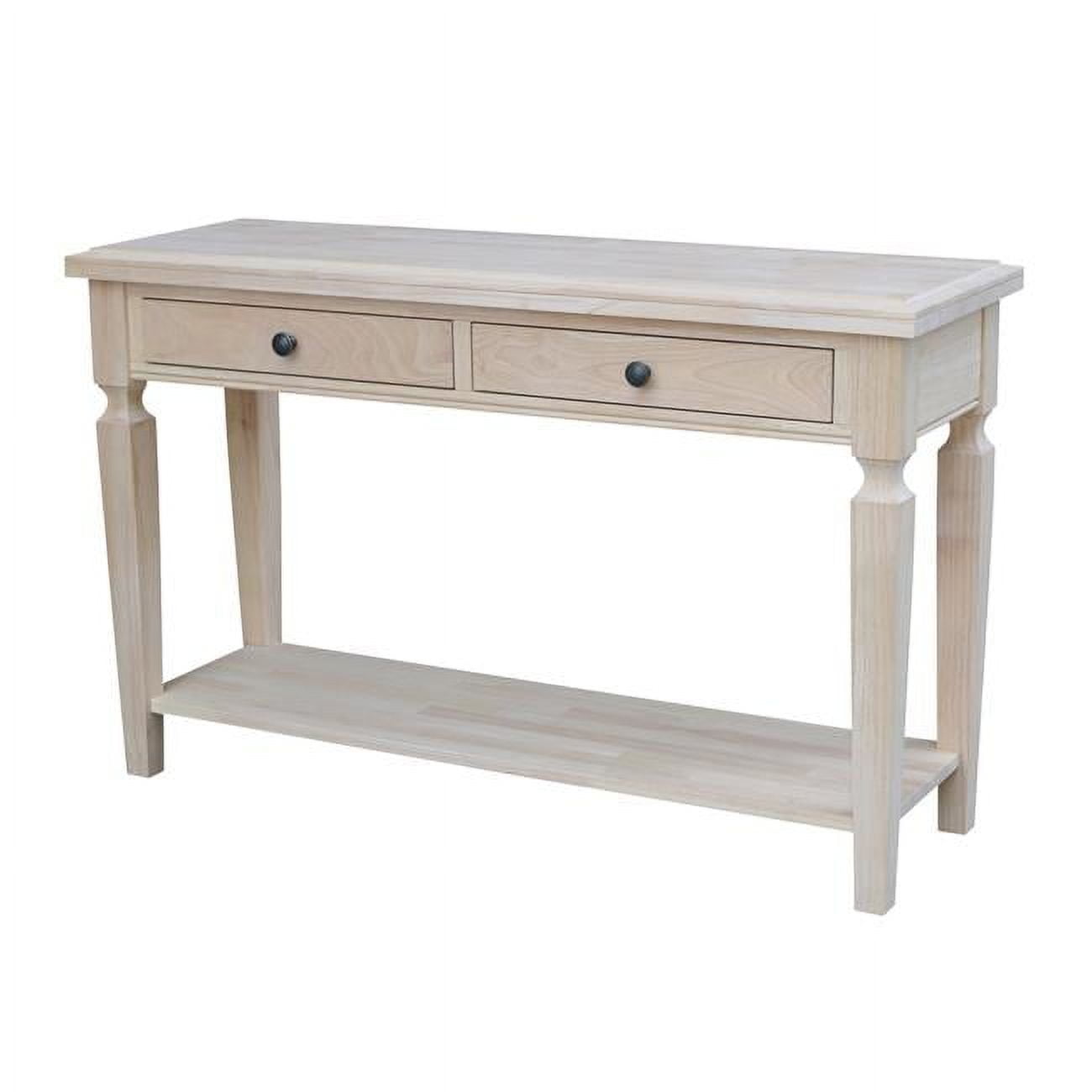Vista 56'' Unfinished Solid Hardwood Console Table with Storage