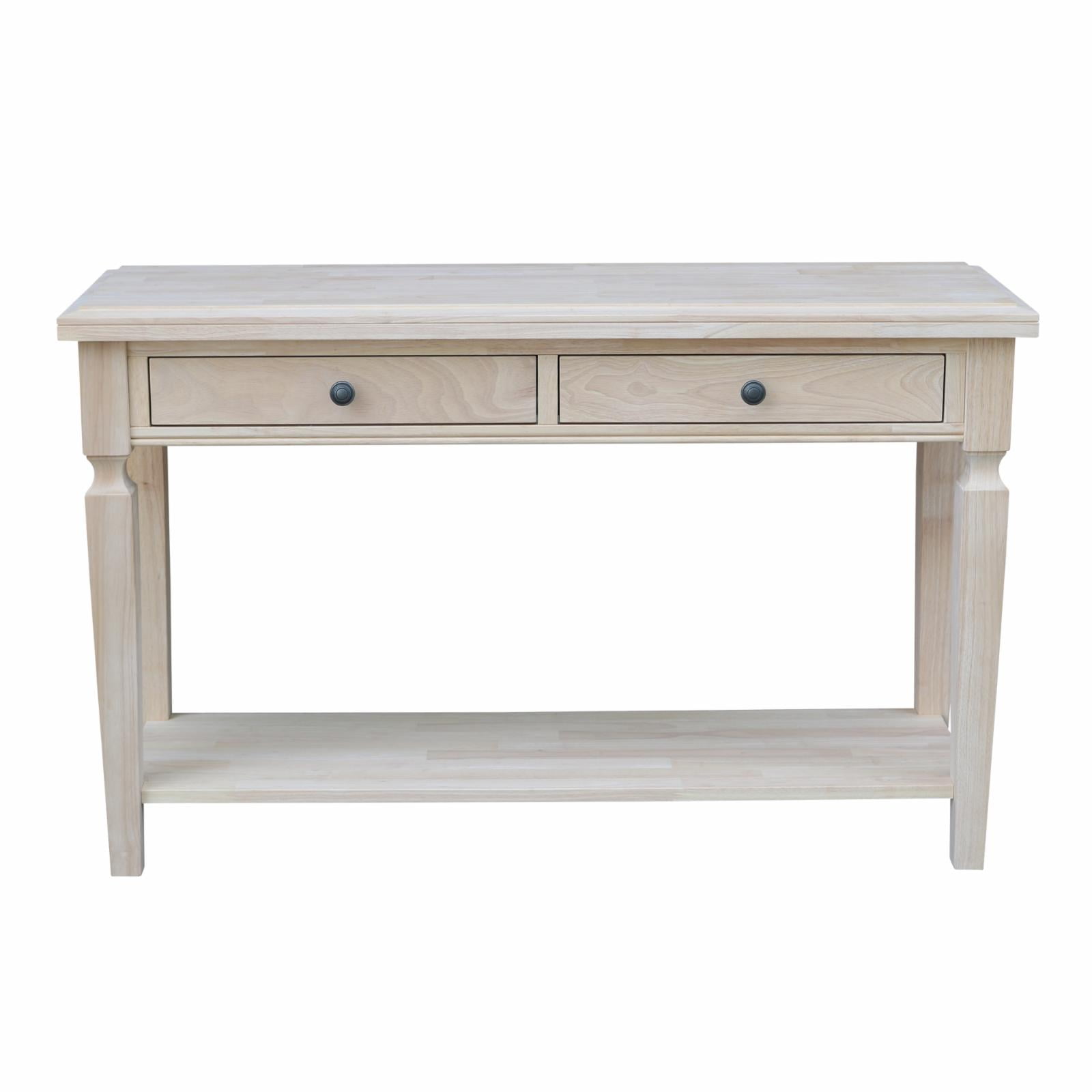 Vista 56'' Unfinished Solid Hardwood Console Table with Storage