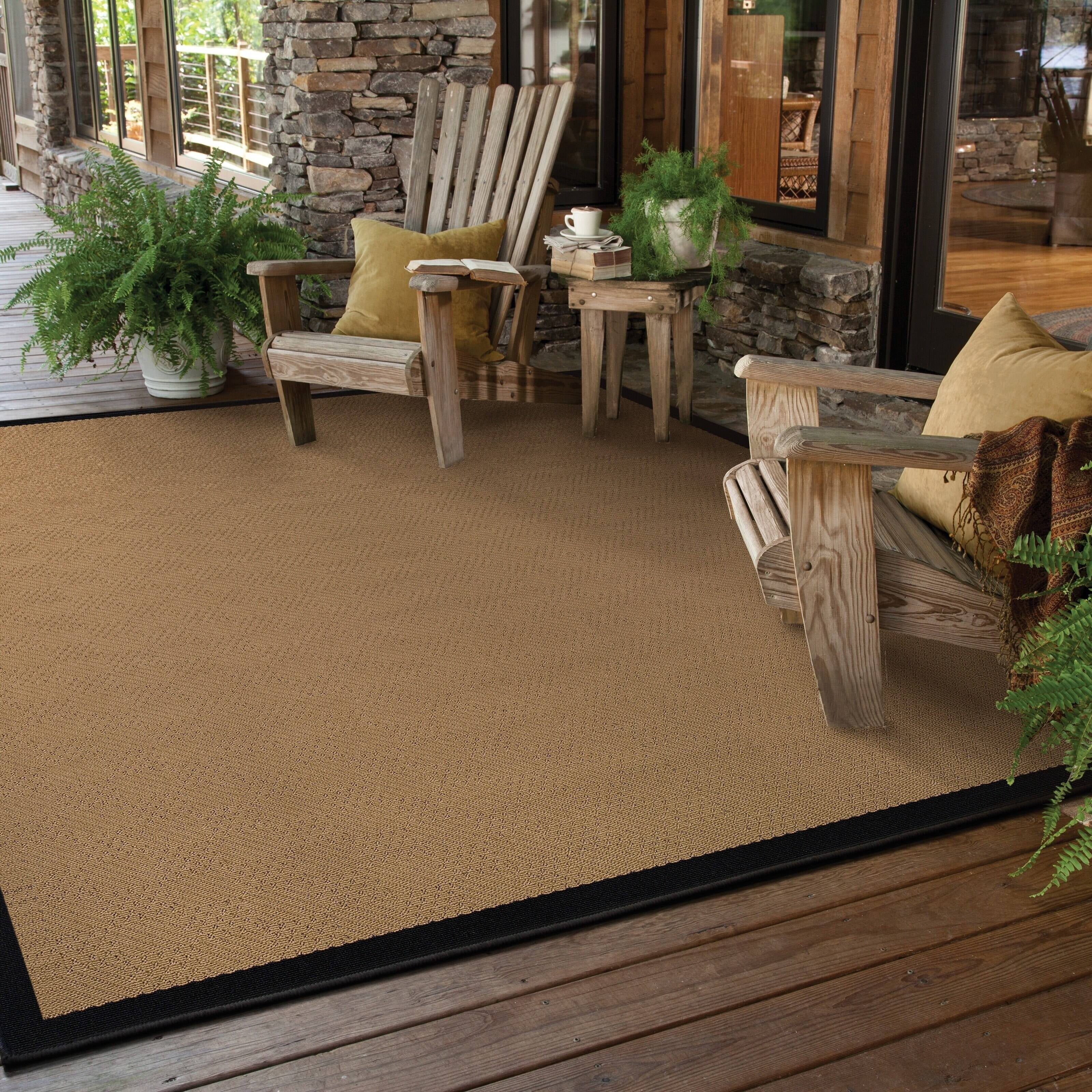 Vista Home Addis Borders Indoor/ Outdoor Area Rug Cream/Black 3'7