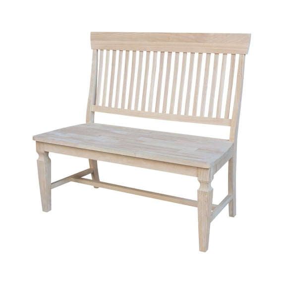 Vista Slat Back Solid Wood Bench - Unfinished