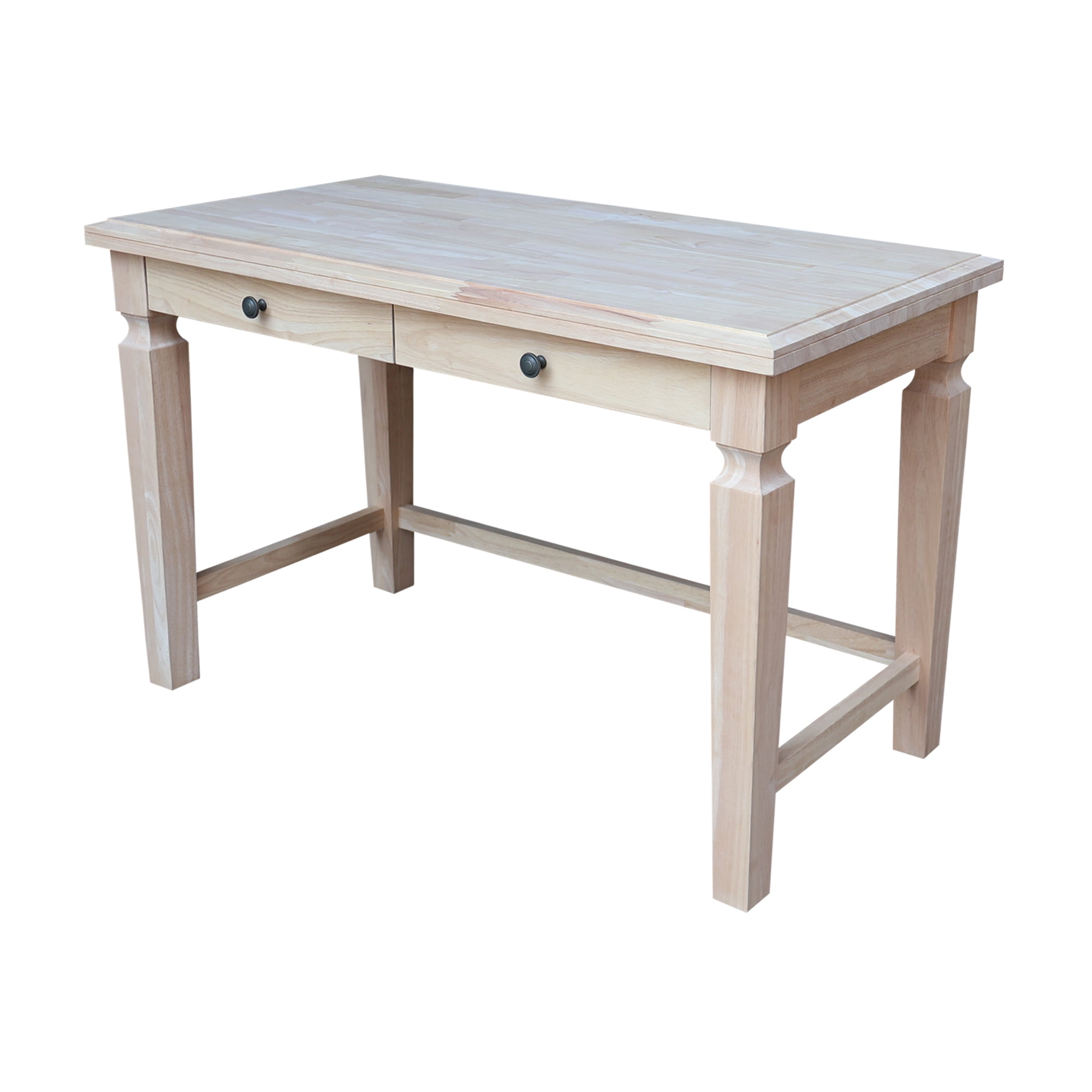 International Concepts Solid Wood Vista Desk with 2 Drawers Unfinished