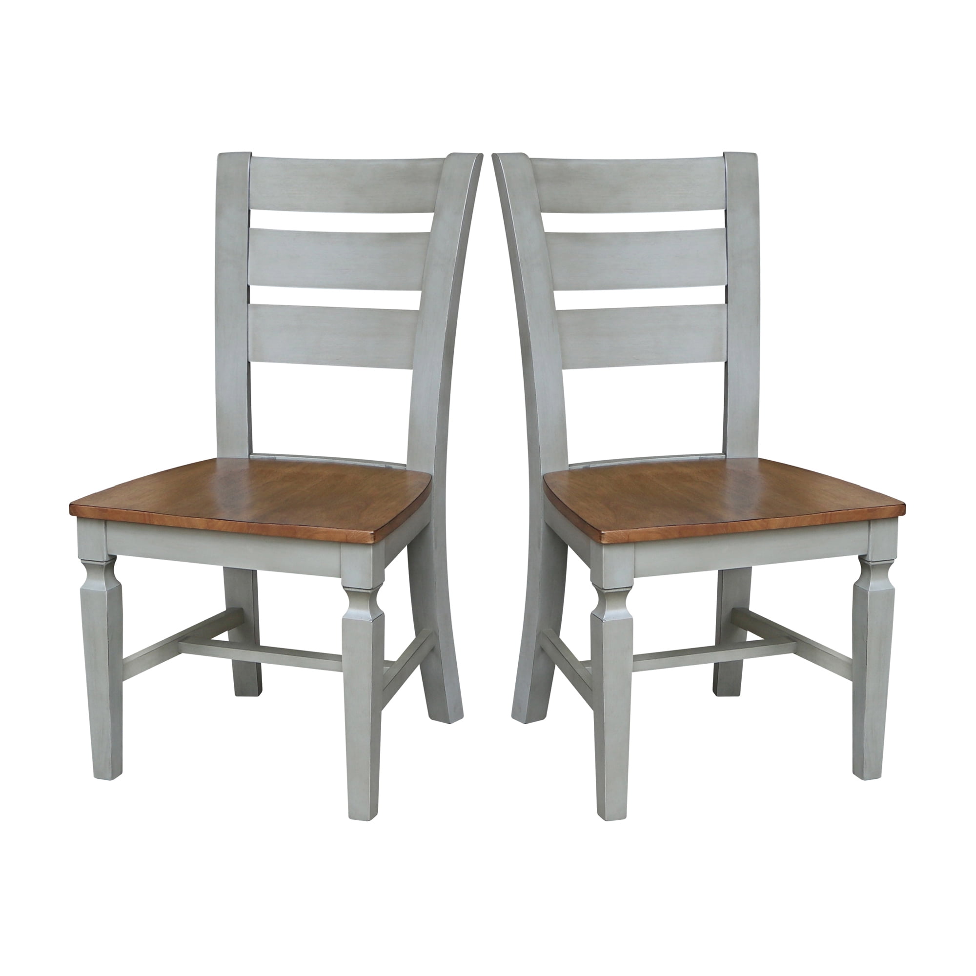 Vista Distressed Hickory and Stone High Ladderback Wood Chairs - Set of 2