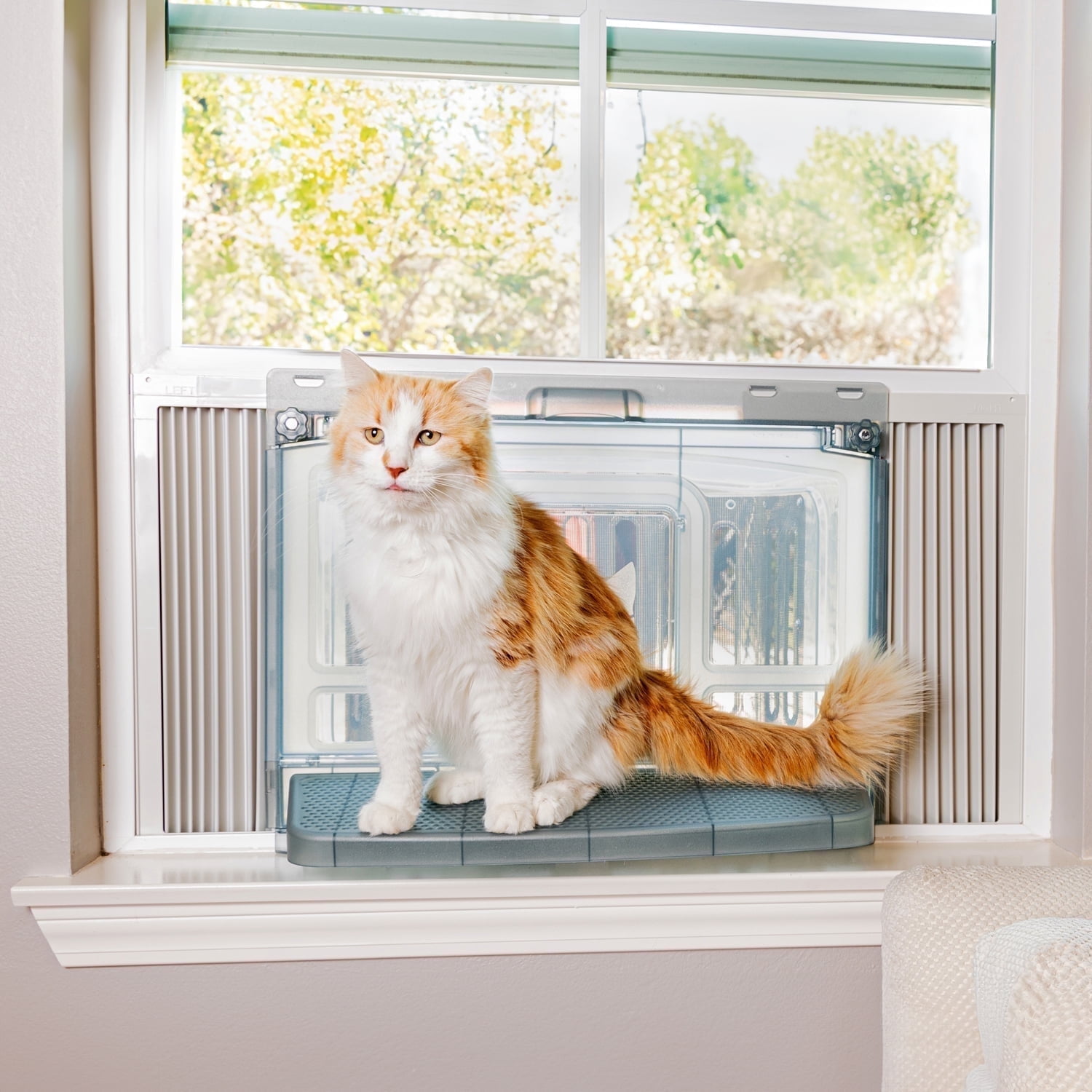 VistaBella LX Window Catio, Perch & Litter Box – Luxury Outdoor Enclosure for Indoor Cats, Odor-Reducing Litter Pan at Window Height, All-Weather Use, Portable Design, 2-Year Replacement, Made in USA