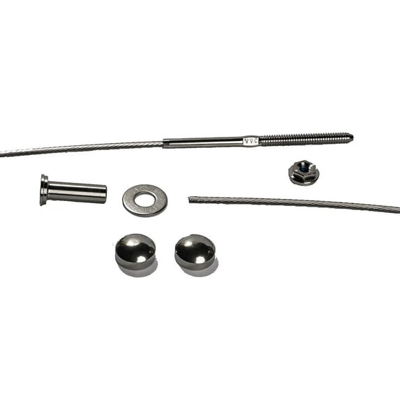 VistaView CableTec - 1/8 Inch Stainless Steel Cable Railing Assembly Kit - 50 Foot With Brushed Stainless Steel Dome Caps