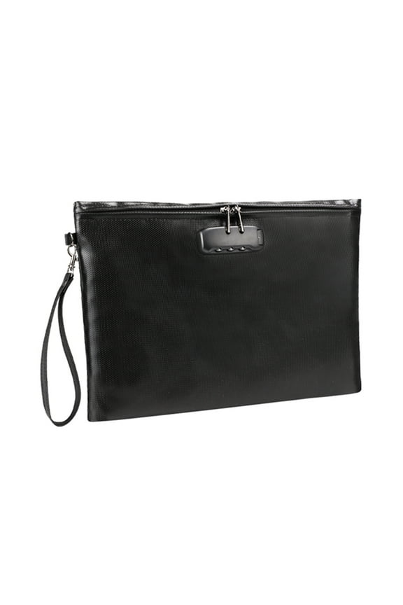 Fireproof Document Bag with Lock Money Safety Organizer Zipper Closure Storage Pouch Pocket with 10 Cards Slot for for A4 Documents File Cash Passport Certificates Home Office Travel