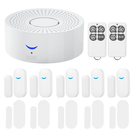 Vistreck WiFi Smart Alarm System Kit Multifunction Alarms Door Window Sensor Alarm Magnetic Home System Door Open Alert Wireless 2.4GHz Smart Life APP Remote Control Opening/Closing Detection Intel
