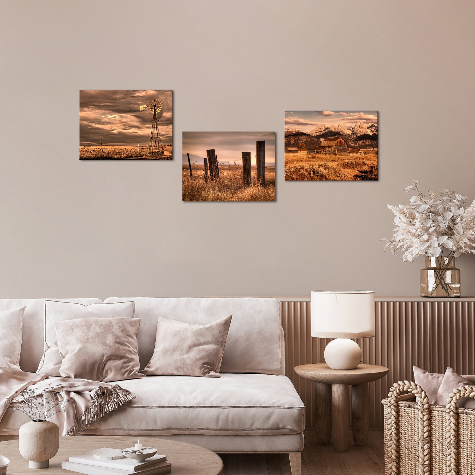 Visual Art Decor 3 Piece 12x16 inch Framed Canvas Wall Art Clearance