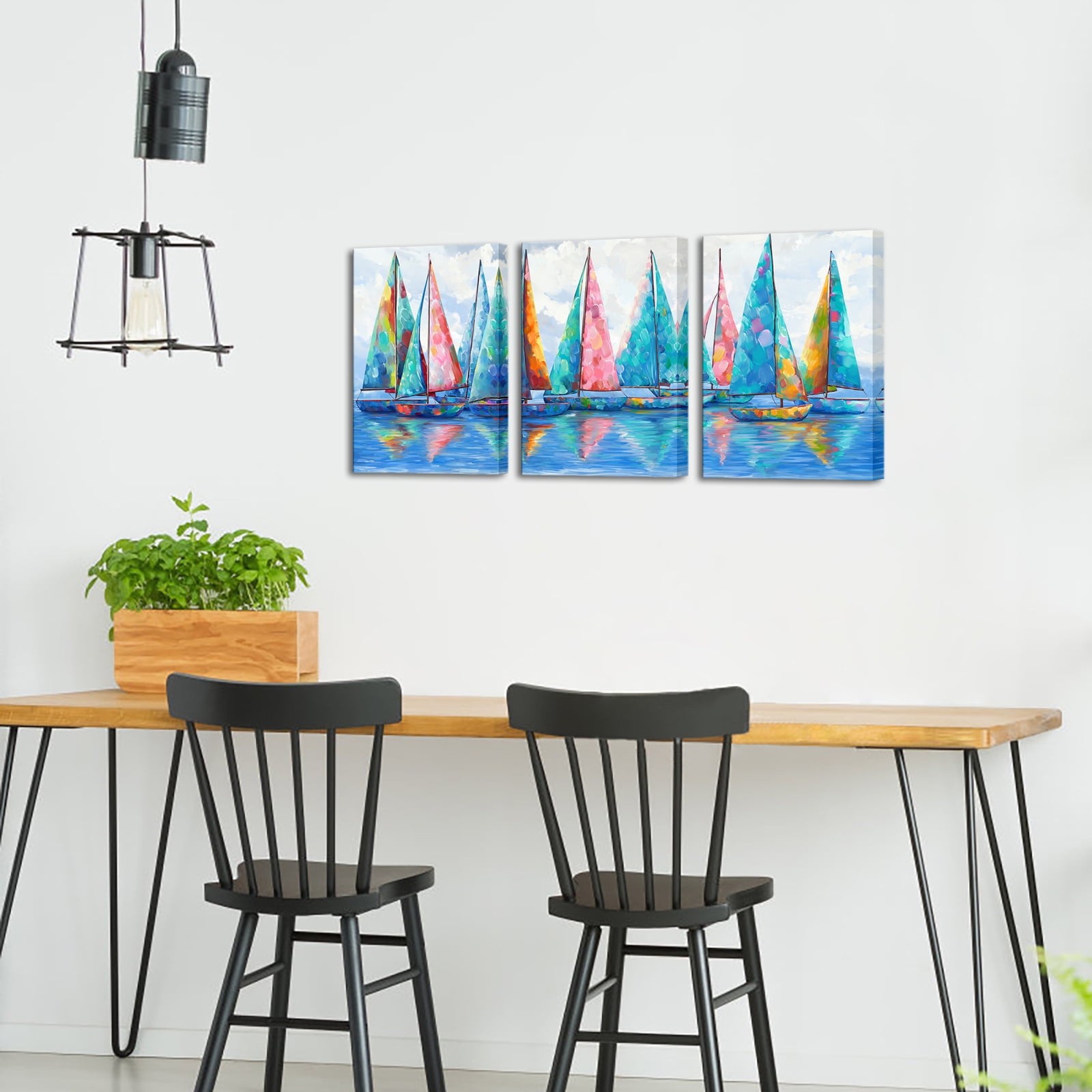 Visual Art Decor 3 Piece 12 x 16 inch Abstract Framed Canvas Wall Art ...