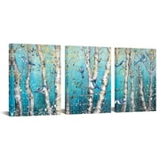 Visual Art Decor 3-Piece Tree Bird Canvas Wall Art, 12 x 16 Inchs Framed Painting, Canvas Art Prints Set of 3