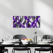 Visual Art Decor Abstract Wall Art Purple Geometric Lines Painting 12"x16" Framed Canvas Art Prints Set of 3