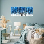 Visual Art Decor Blue Tree Framed Wall Art Painting, 12 x 16, Set of 3