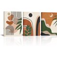 thumbnail image 1 of Visual Art Decor Boho Wall Art Bohemian Wall Decor Bathroom Art Wall Decor Boho Decor Framed Canvas Artwork Ready to Hang (Terracotta)12x16inchx3 Pieces, 1 of 11