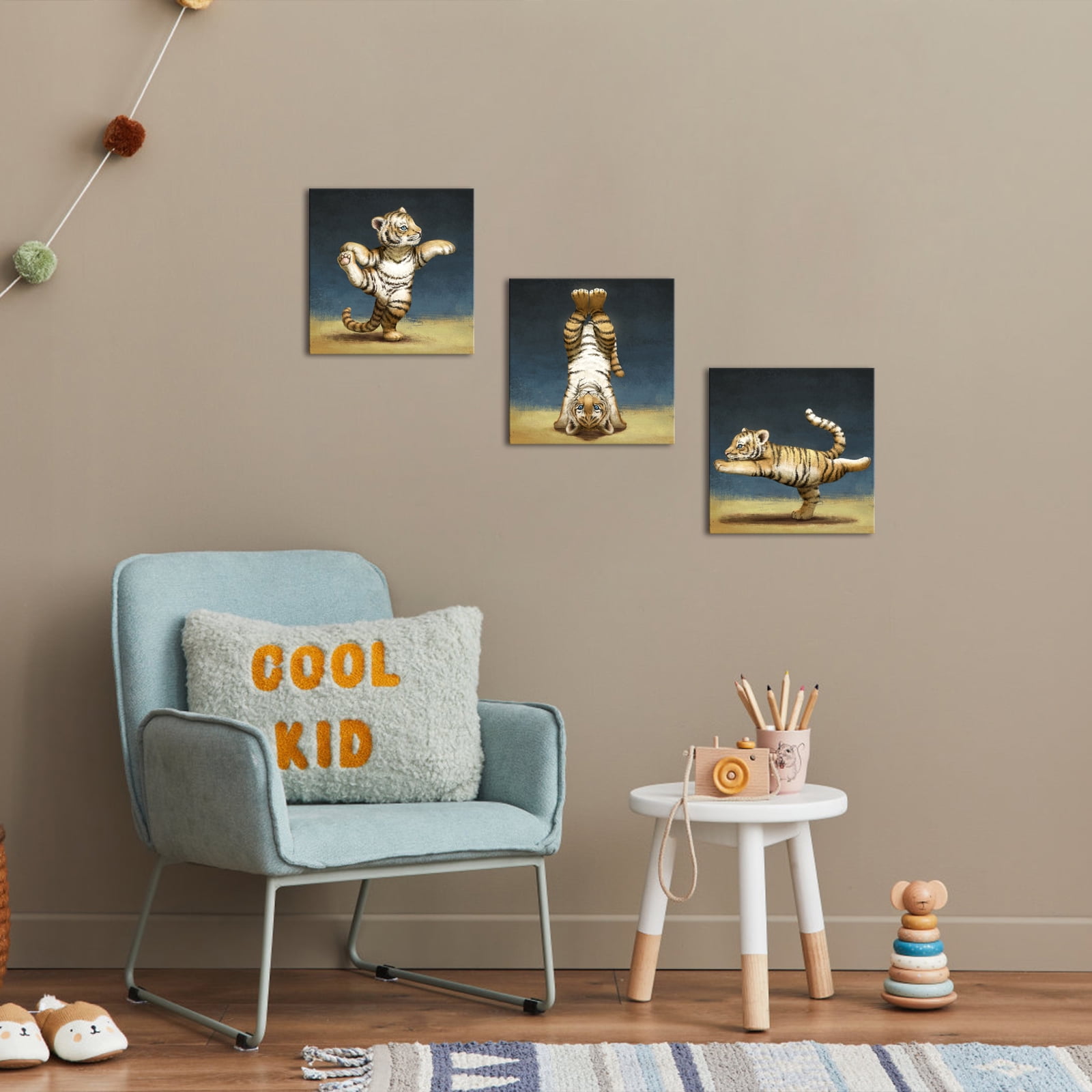 Visual Art Decor Canvas Wall Art Brown Cute Tiger Wall Decor Prints Pictures Posters Artwork for