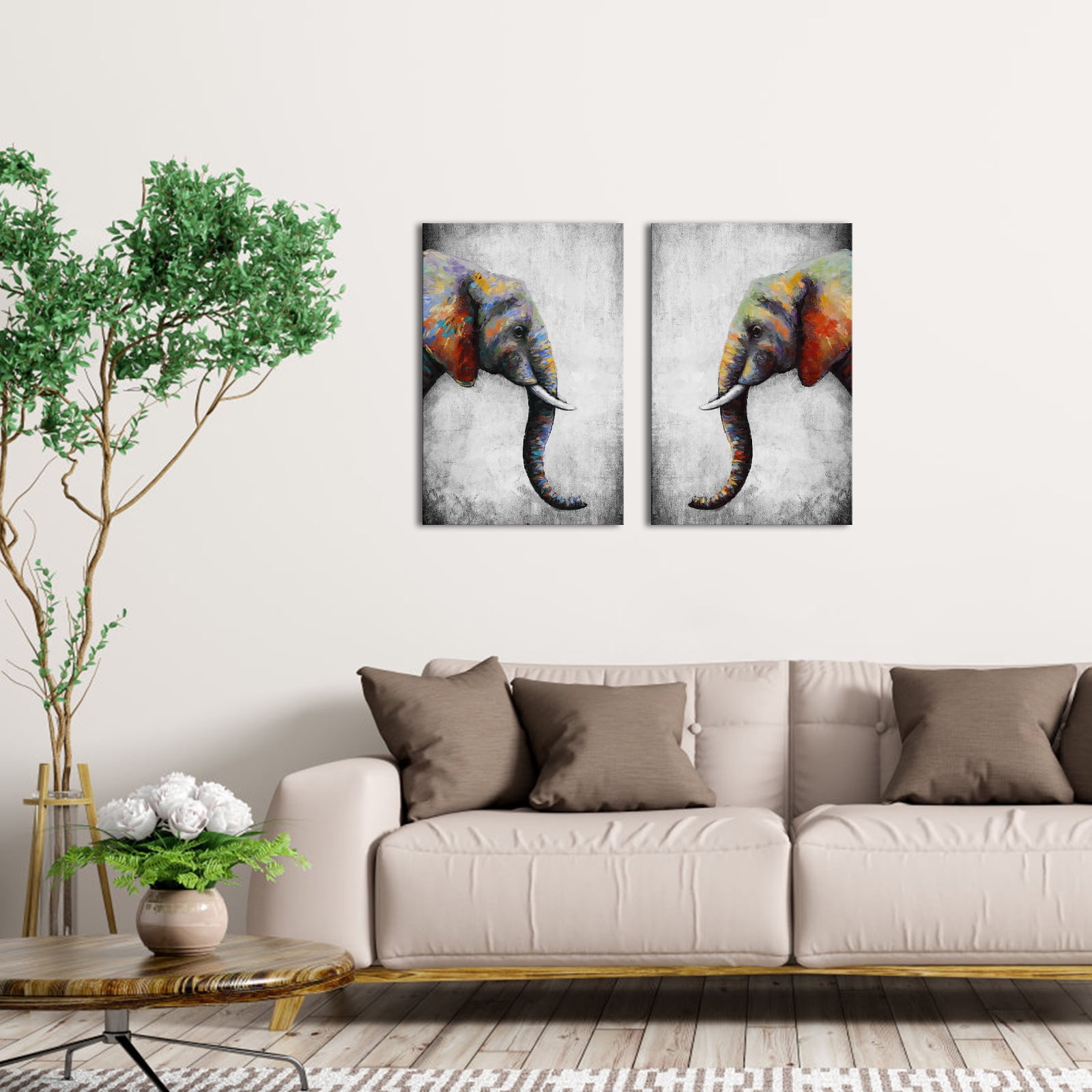 Visual Art Decor Elephant Canvas Wall Art Prints Poster African Animal Wall Decor Colorful