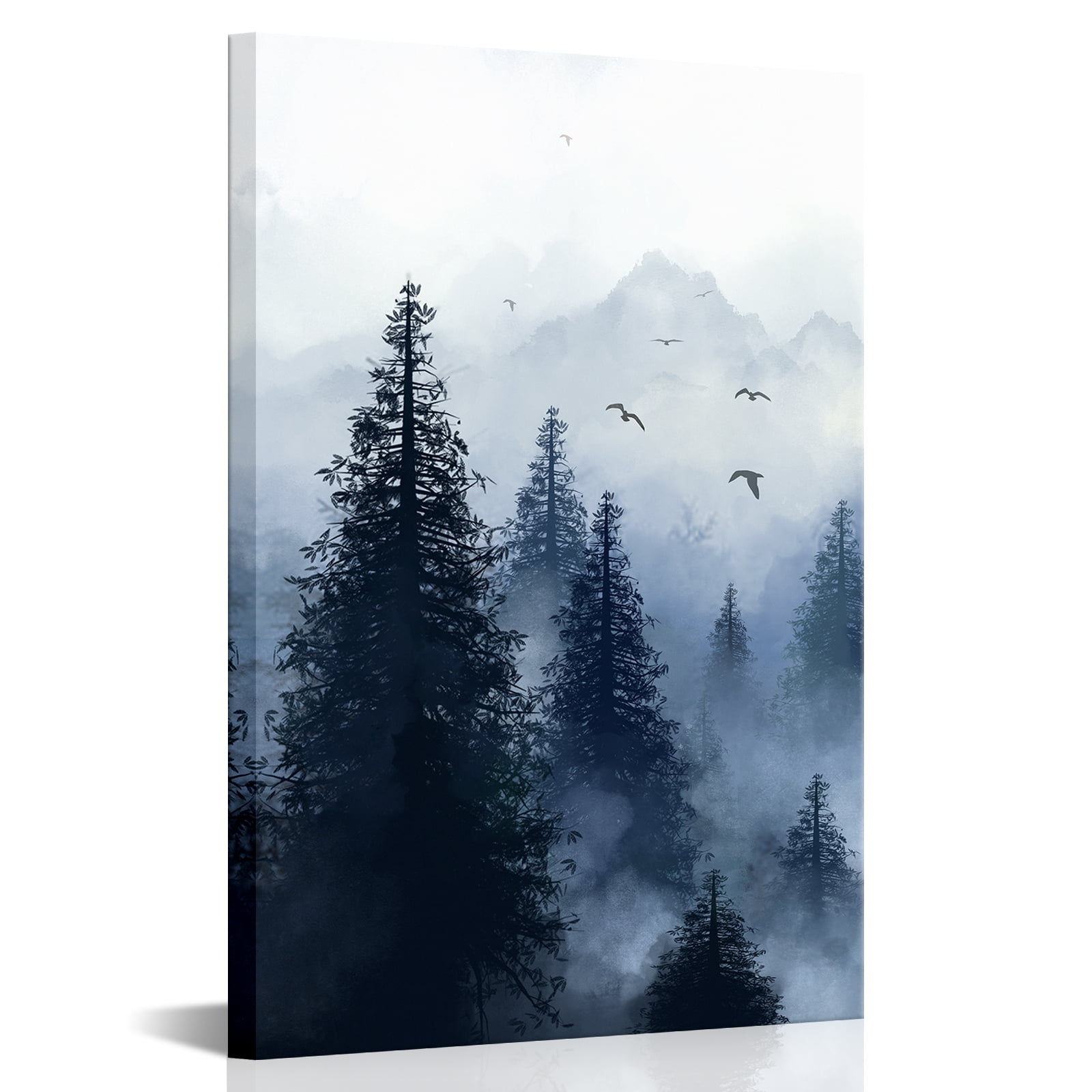 Visual Art Decor Framed Canvas Wall Art Clearance Misty Forest Picture