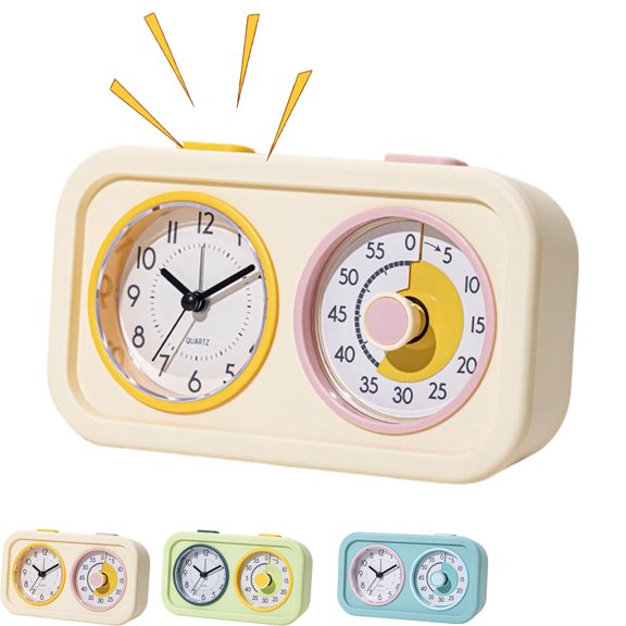 Visual Countdown Timer, Silent Clock with Nights Light, ABS Material, Size 17.2x9.8x4cm, for Study, Homework, Classroom, Daily Routines