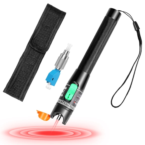 Visual Fault Locator 30KM VFL Fiber Optic Tester Kit Include Single Mode 9/125um FC Male to LC Female Adapter Fiber Optic Light for Network Cable (Battery not Included)