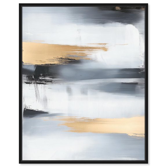 Visual Gold Vortex II Canvas Blue Abstracts by Art Remedy, Black Frame, 36 x 45