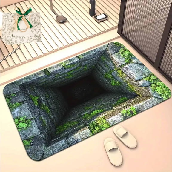 Visual Illusion Area Rug, HD Printed 3D Optical Illusion Doormat with Non-Slip Backing for Living Room and Indoor Floor