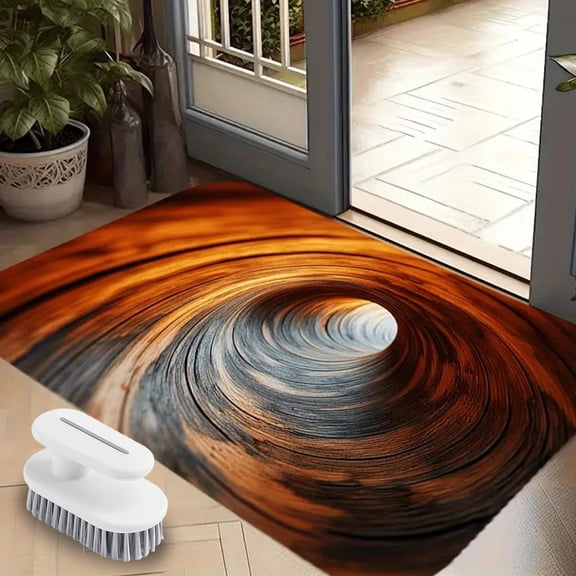 Visual Illusion Endless Abyss Pattern HD Printed Non-Slip Doormat, 3D Carpet Bottomless Holes Optical Illusion Area Mat, Abyss Rug for Doorway Living Room Bedroom & Porch