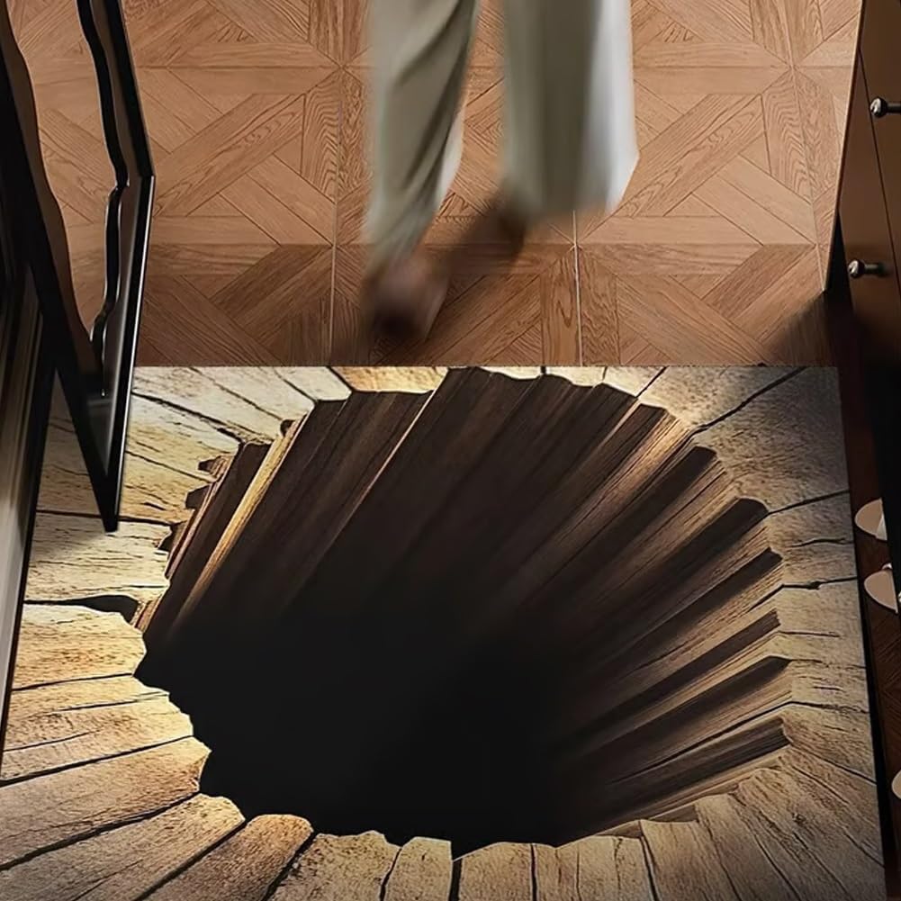 Visualabyss Rugs Visual Illusion Endless Abyss Pattern HD Printed Non-Slip Doormat, 3D ...