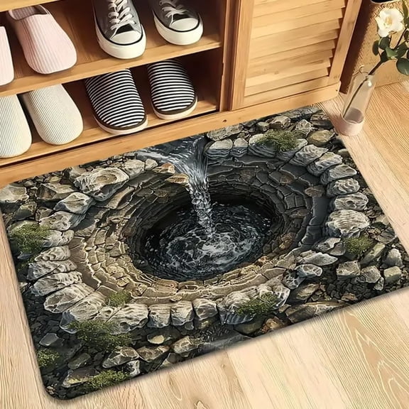 Visual Illusion Endless Abyss Pattern HD Printed Non-Slip Doormat, 3D Optical Illusion Rug, Bottomless Hole Area Rugs, Abyss Carpet for Floor Door Mat, Ground Crack for Home Decoration(#E,20 * 32in)