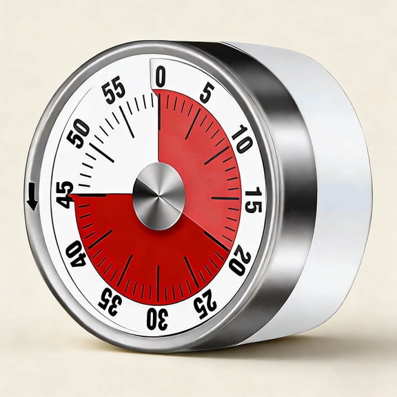 Visual Kitchen Timer with Loud Alarm, Mechanical Desk Timer, Magnetic Egg Timer, Chef Clock, Stainless Steel, Countdown