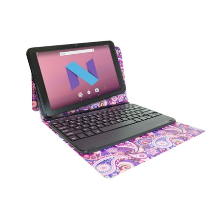 Visual Land 10.1" IPS Quad Core [2-In-1] Tablet 16GB Includes Designer Docking Keyboard Case with Android 7.0 Nougat