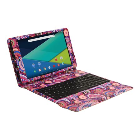 Visual Land Prestige 10.1" Quad Core Tablet 16GB Includes Keyboard Case - Paisley