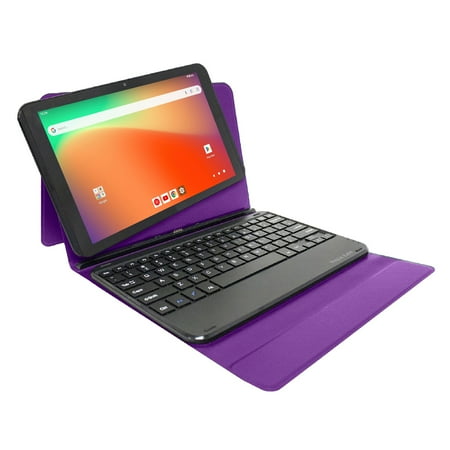 Visual Land Prestige Elite 10QH 10.1" HD Tablet 32GB Storage 2GB Memory with Detachable Docking Keyboard Case - Purple