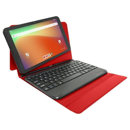 Visual Land Prestige Elite 10QH 10.1" HD Tablet 32GB Storage 2GB Memory with Detachable Docking Keyboard Case - Red