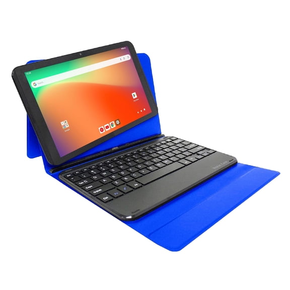 Visual Land Prestige Elite 10QH 10.1" HD IPS Android 13 Quad-Core Tablet, 128GB Storage, 2GB RAM, with Keyboard Case - Blue