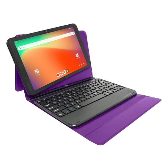 Visual Land Prestige Elite 10QH 10.1" HD IPS Android 13 Quad-Core Tablet, 64GB Storage, 2GB RAM, with Keyboard Case - Purple