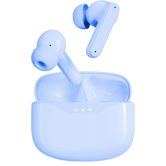 Visual Land SOUNDWAVE A1 (2024 Edition) Active Noise Cancelling Earbuds, 6-Microphones, 40H Total Playtime, Fast Charging - Blue