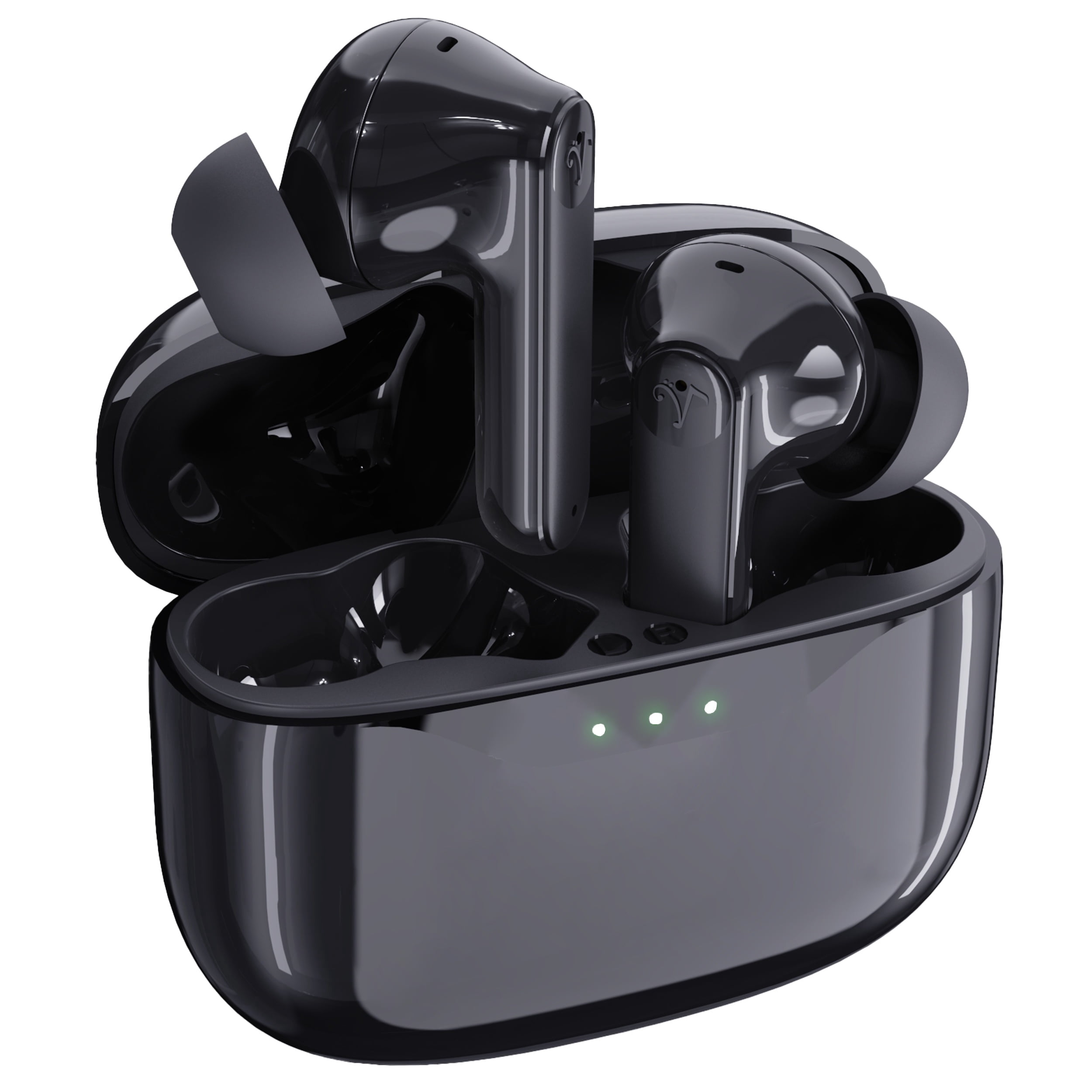 Visual Land SOUNDWAVE A1 Plus Active Noise Cancelling Earbuds, 6 Mics, 48H Total Playtime, 15 Mins = 6 Hours Playtime - Black