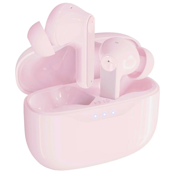 Visual Land SOUNDWAVE A1 Plus Active Noise Cancelling Earbuds, 6 Mics, 48H Total Playtime, 15 Mins = 6 Hours Playtime - Pink