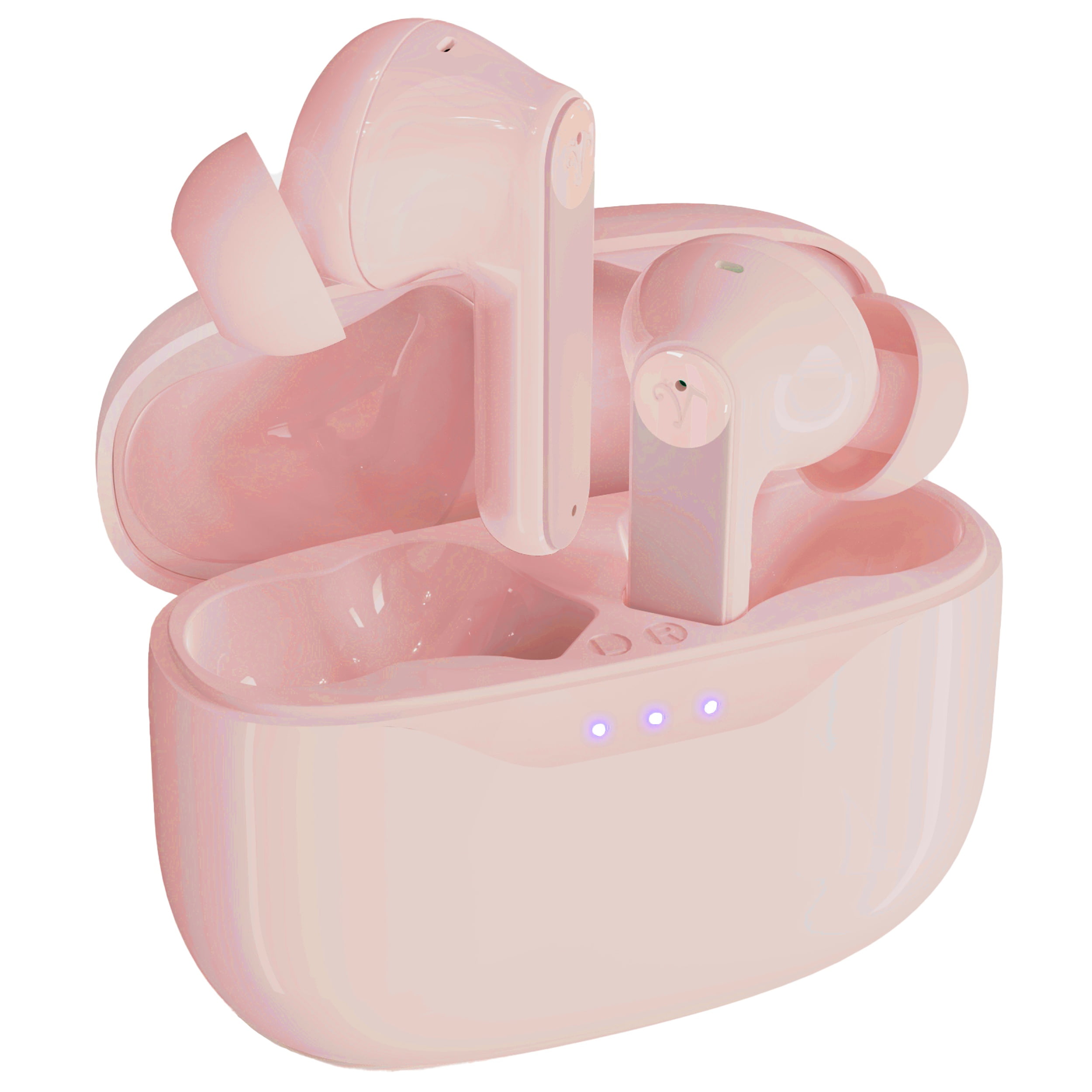 Visual Land SOUNDWAVE A1 Plus Active Noise Cancelling Earbuds, 6 Mics, 48H Total Playtime, 15 Mins = 6 Hours Playtime - Rose Gold