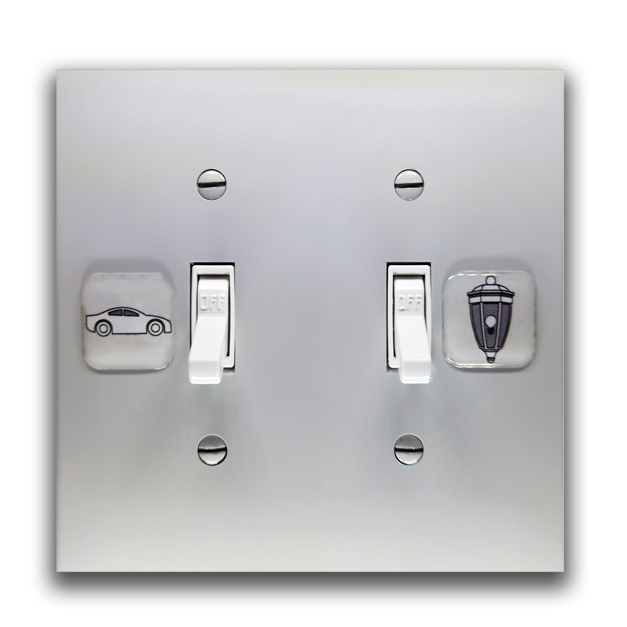 Visual Light Switch Sticker Labels Outdoor, Garage & Basement Theme