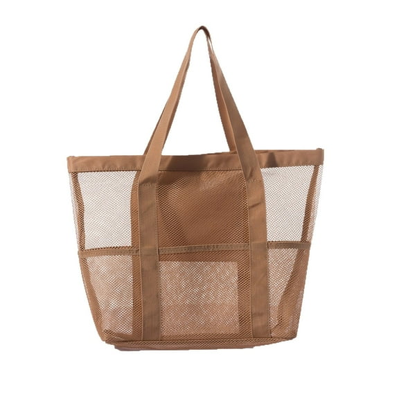 Visual Mesh Fabric Travel Handbag Organizer - Large Capacity Storage with Partition Compartments - Comfortable Carry Strap Multi Pocket for Items Access